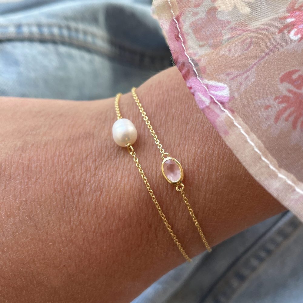 Armband Oktober Rosenkvarts Guld