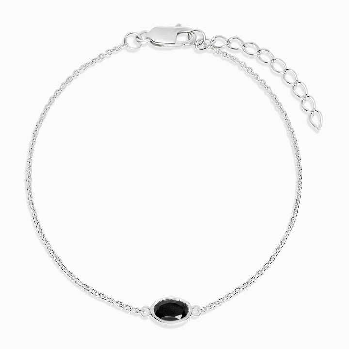 Armband med juli månadssten kristall Onyx. Silverarmband med svart kristall Onyx.