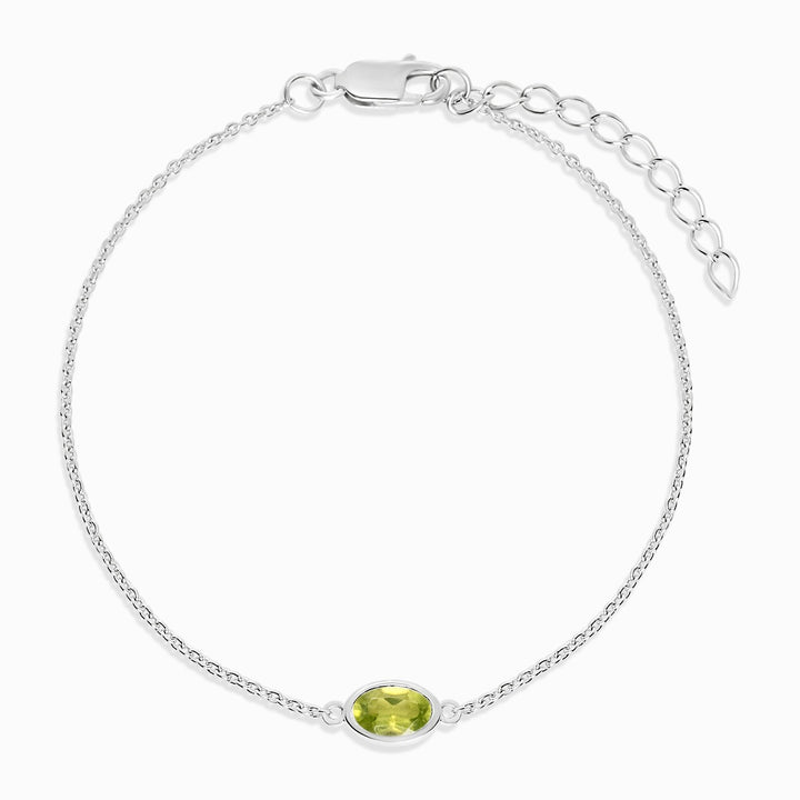 Kristallarmband med grön Peridot kristall. Silverarmband med grön sten Peridot.