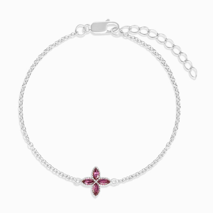 Armband Flora Fyra Blad Rodolit Silver